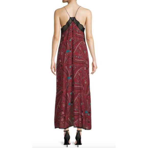 Zadig & Voltaire Risty Psyche Floral Butterfly Guitar Print Maxi Dress Sz Medium - Picture 2 of 7